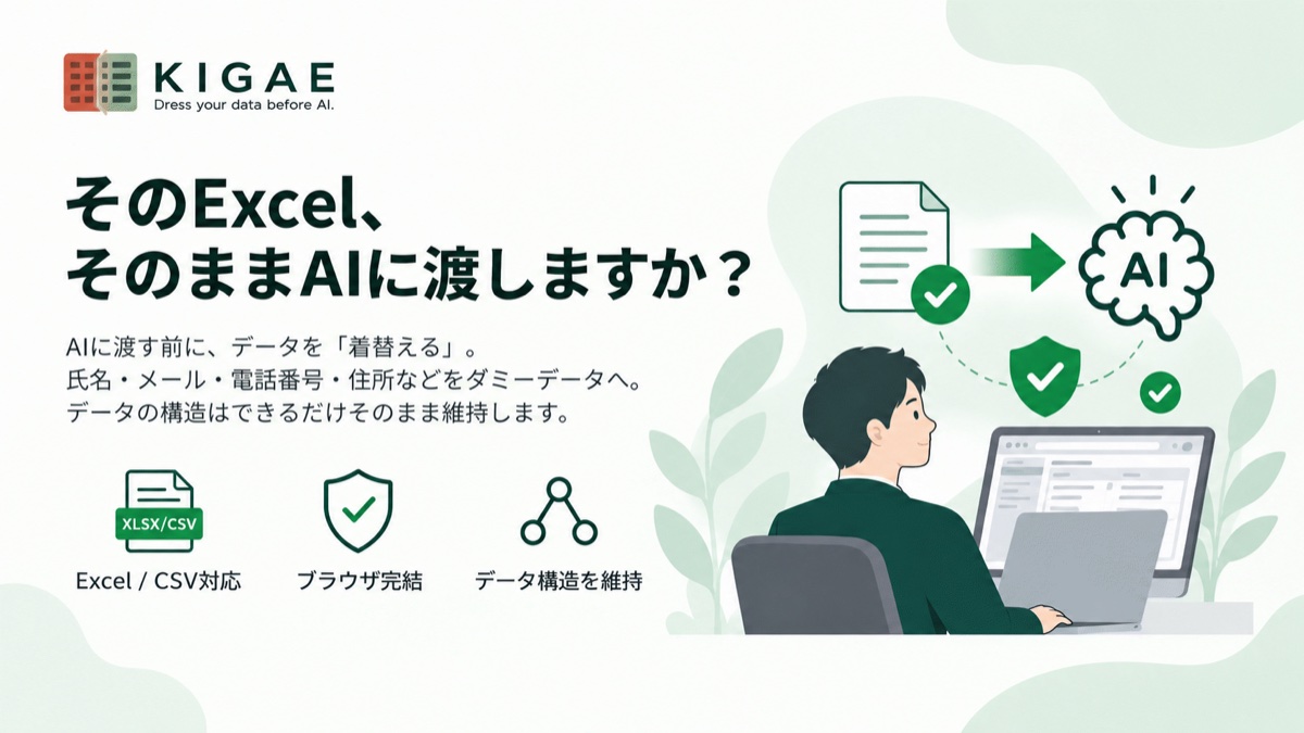 KIGAE｜資料をAIに渡す前に、個人情報をダミーデータに置き換え